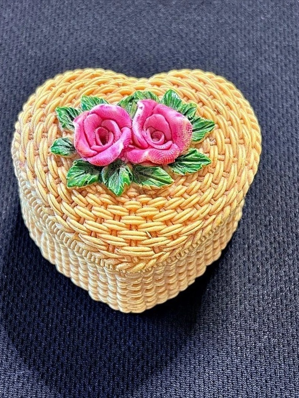 Heart-Shaped Woven Trinket Box